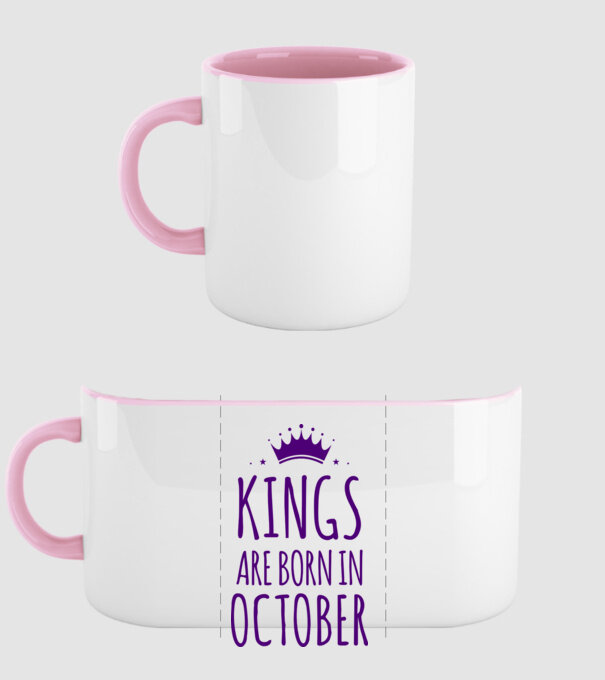 Kings are born in - October model roz deschis pe tricou
