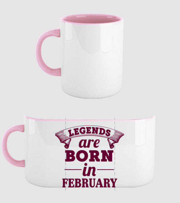 Legends are born in February model roz deschis pe tricou
