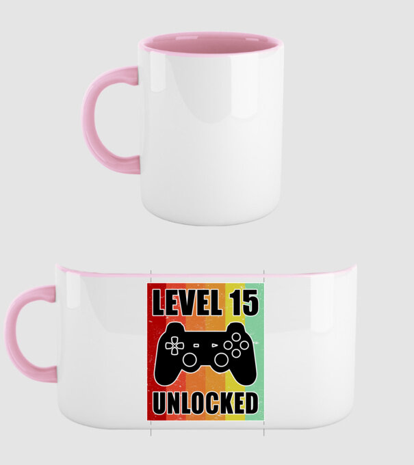 level 15 unlocked retro gamer model roz deschis pe tricou
