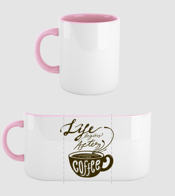 Life begins after coffee model roz deschis pe tricou