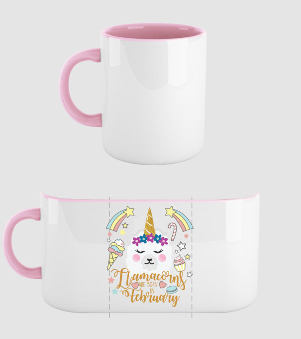 Llamacorns are born in February model roz deschis pe tricou
