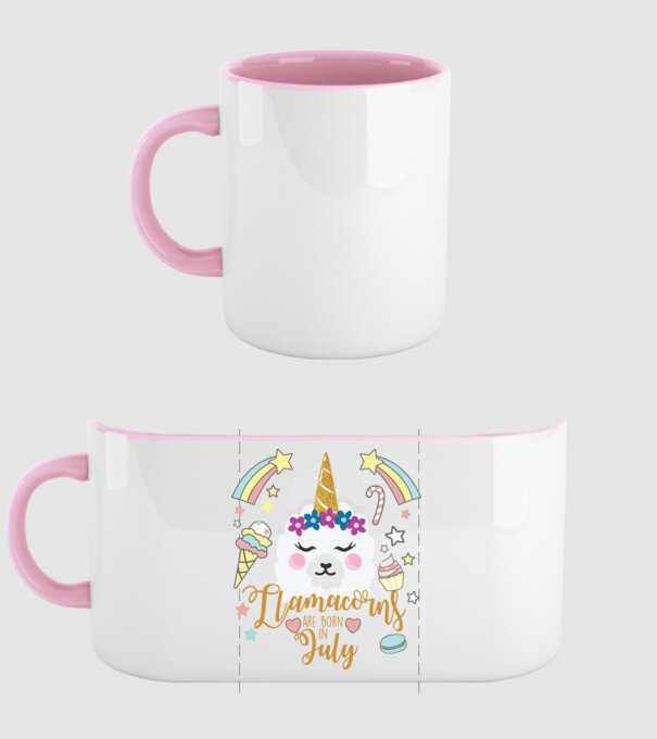 Llamacorns are born in July model roz deschis pe tricou