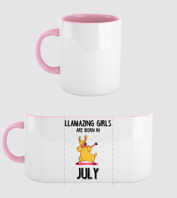 Llamazing girls are born in july black model roz deschis pe tricou