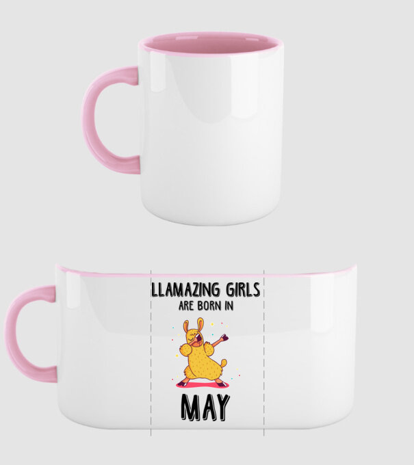 Llamazing girls are born in may black model roz deschis pe tricou