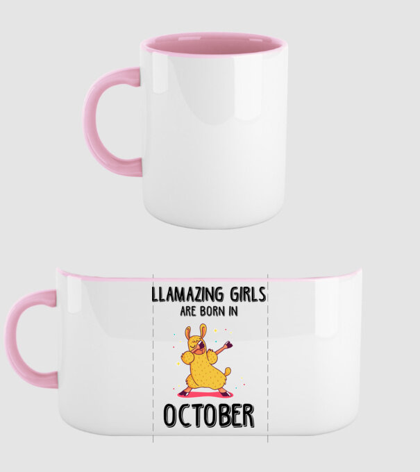 Llamazing girls are born in october black model roz deschis pe tricou