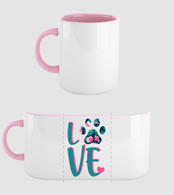 LOVE CÂINI model roz deschis pe tricou