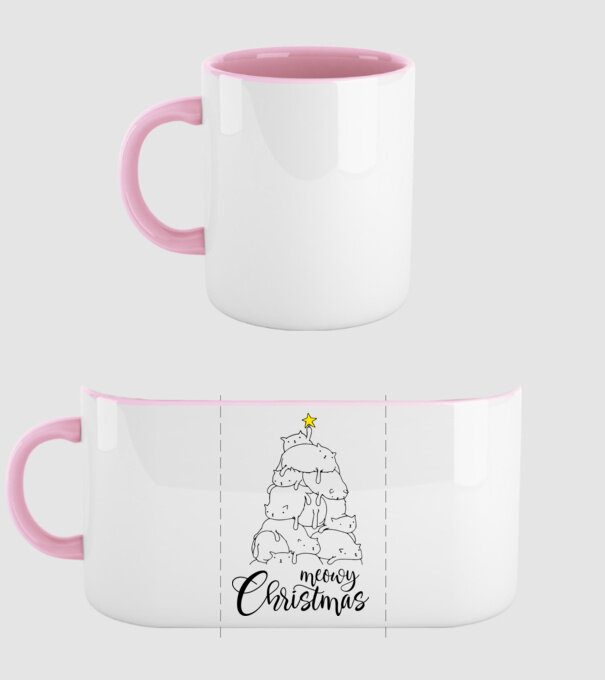 Meowy Christmas model roz deschis pe tricou