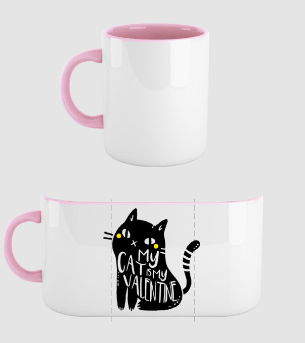 My cat is my valentine model roz deschis pe tricou