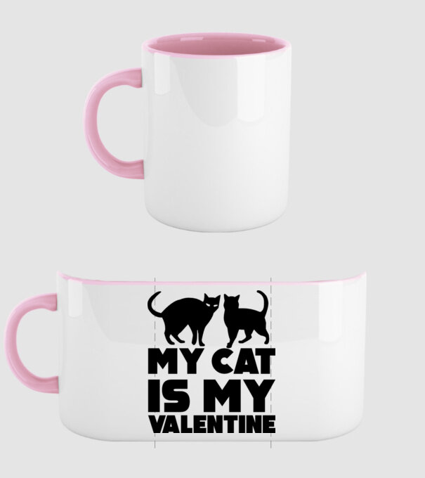 My cat is my valentine black model roz deschis pe tricou