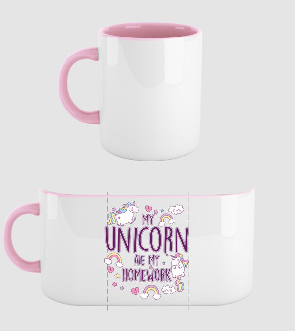 My unicorn ate my homework model roz deschis pe tricou