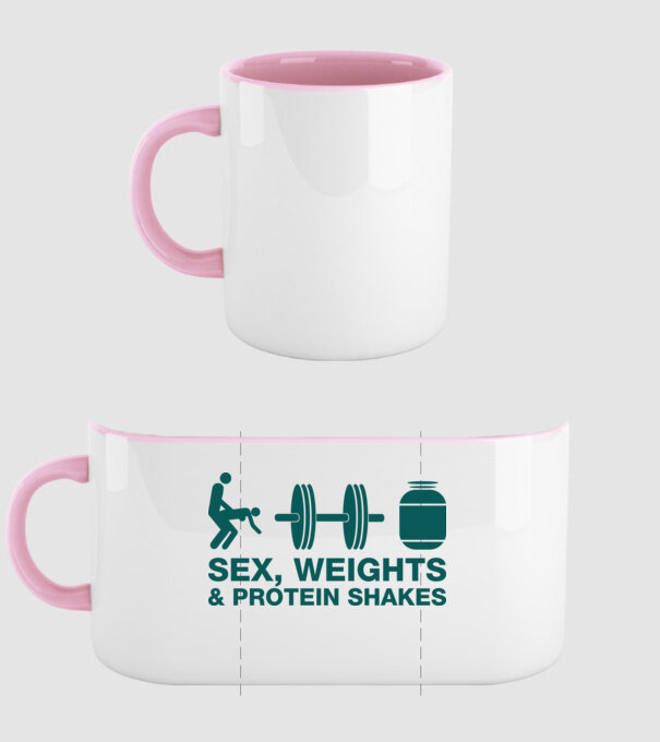 Sex, weights and protein shakes model roz deschis pe tricou