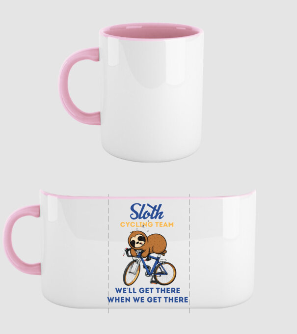 Sloth cycling team model roz deschis pe tricou