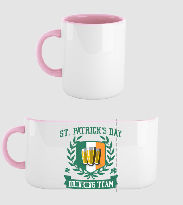 St Patrick Drinking team model roz deschis pe tricou