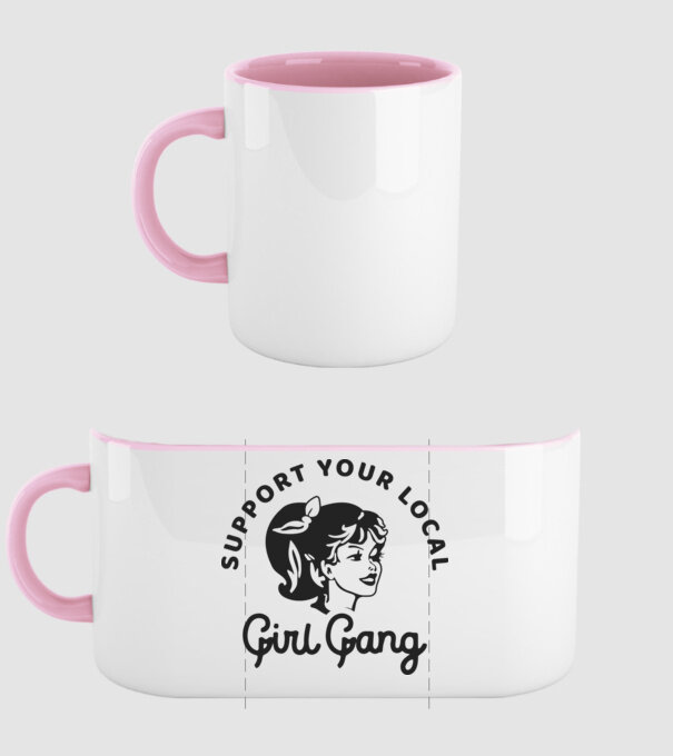 Support your local girl gang pe fond alb -01 model roz deschis pe tricou
