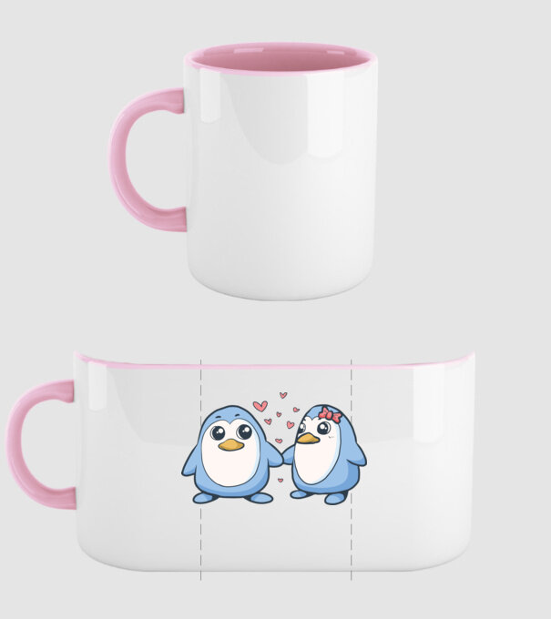 PINGUIN ÎNDRĂGOSTIT 2 model roz deschis pe tricou