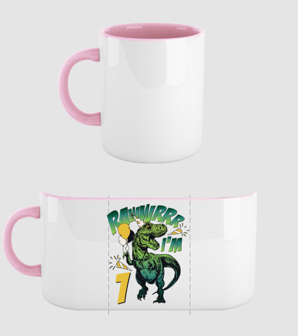 'Birthday Dinosaur rawww i''m 1' model roz deschis pe tricou