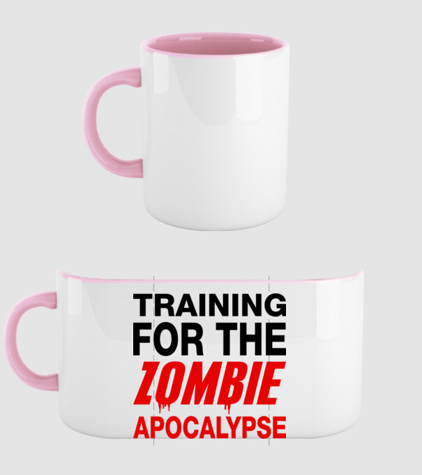 training for the zombie apocalypse model roz deschis pe tricou