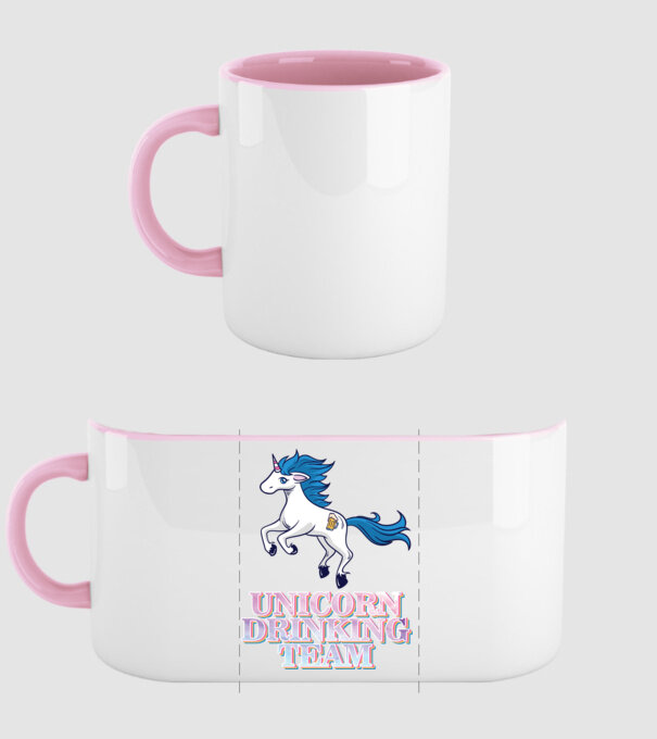 Unicorn drinking team model roz deschis pe tricou