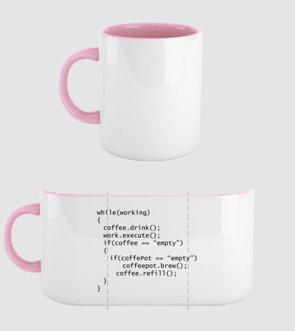 While(working) coffee.drink model roz deschis pe tricou