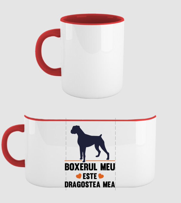 boxerul meu este dragostea mea model roșu pe tricou