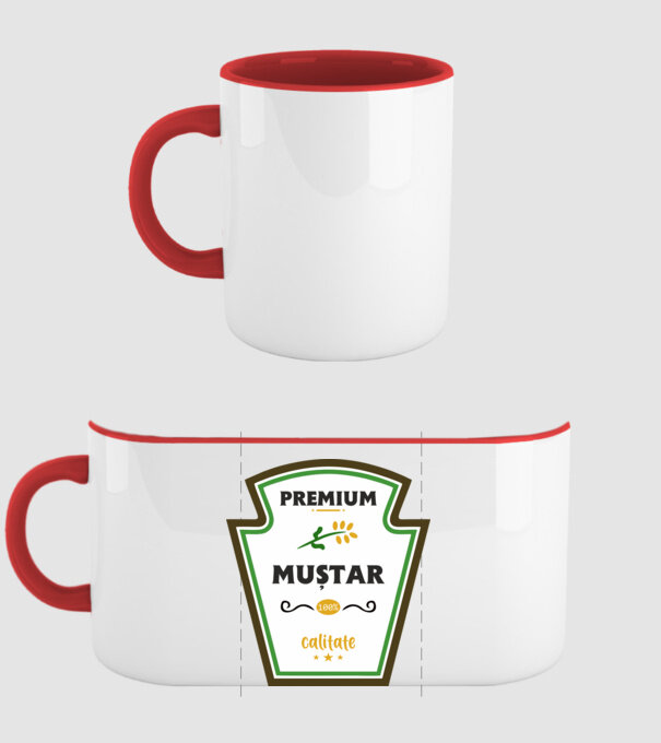 muștar premium - calitate model roșu pe tricou