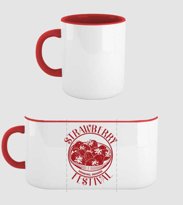 strawberry festival stranger things model roșu pe tricou