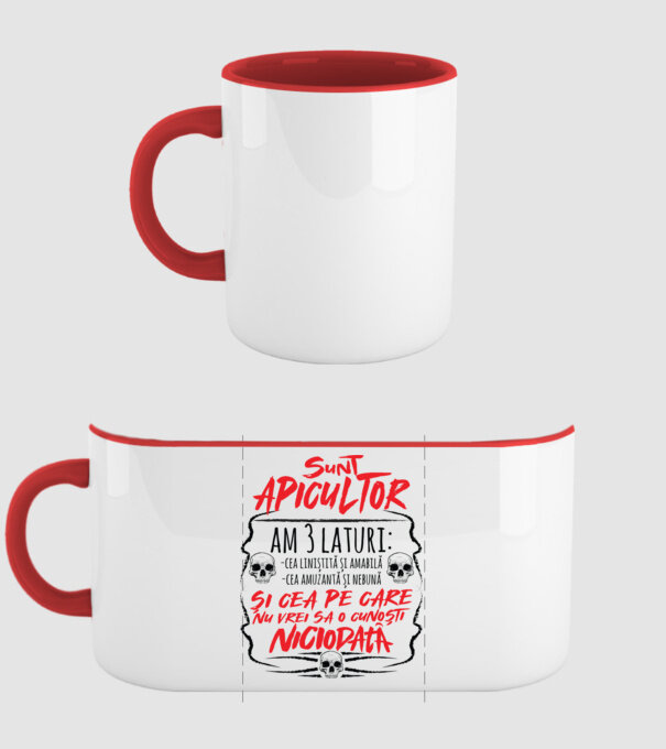 sunt apicultor am 3 laturi model roșu pe tricou