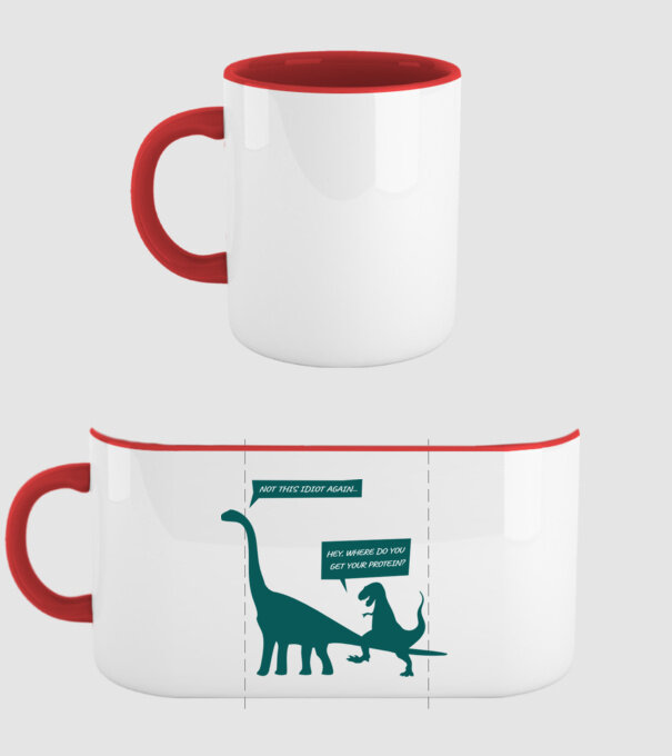 idiot dinosaur vegan model roșu pe tricou