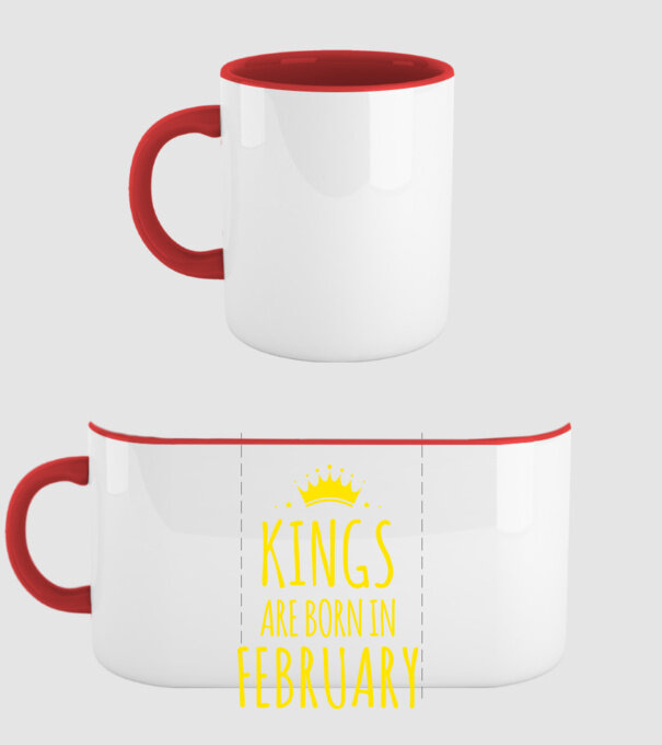 Kings are born in - February model roșu pe tricou