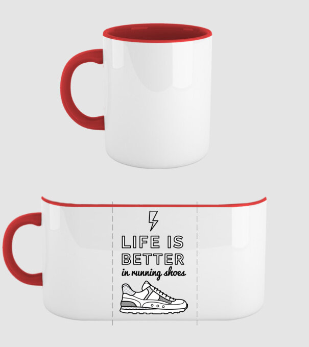Life is better running shoes model roșu pe tricou