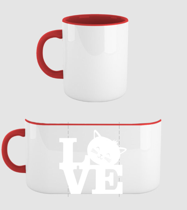 Love Pisică model roșu pe tricou
