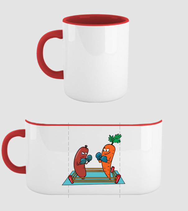 sausage vs carrot model roșu pe tricou