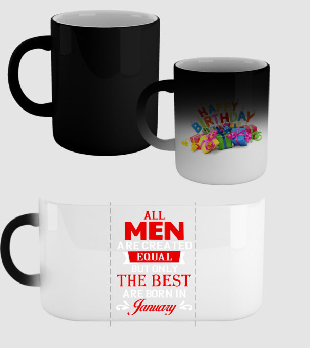 All men created equal but only the beat are born in january model negru pe tricou