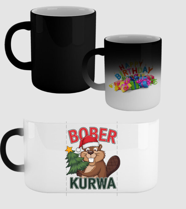 Bober kurwa Christmas model negru pe tricou