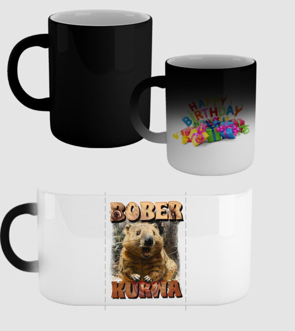 BOBER wombat model negru pe tricou