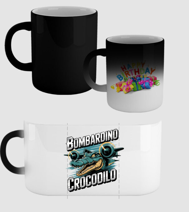 Bombardino Crocodilo 2 model negru pe tricou