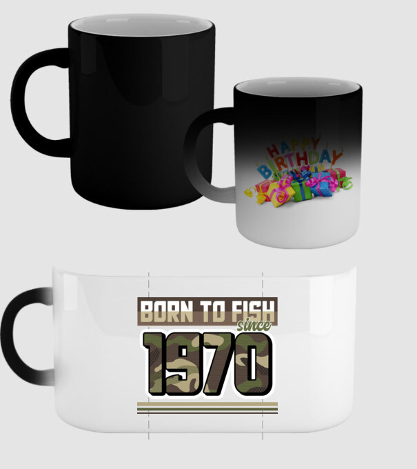 Born to fish since 1970 model negru pe tricou