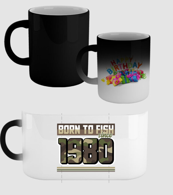 Born to fish since 1980 model negru pe tricou