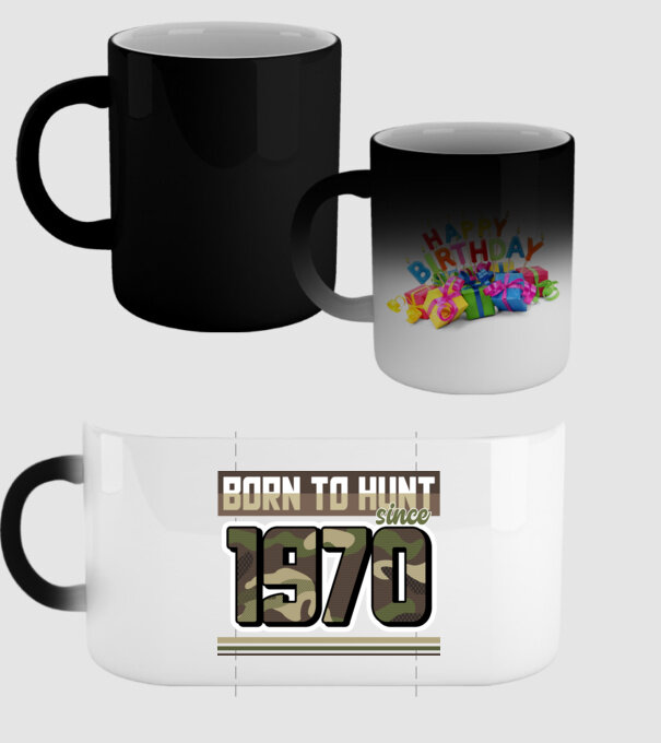 Born to hunt since 1970 model negru pe tricou