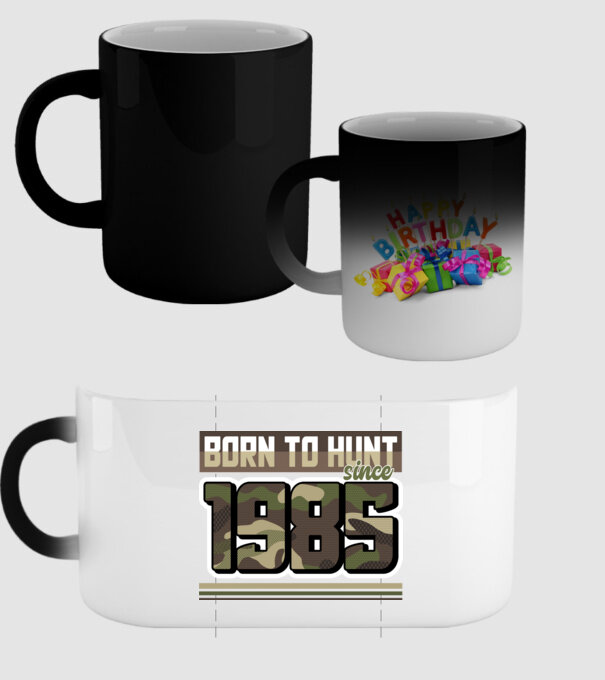 Born to hunt since 1985 model negru pe tricou