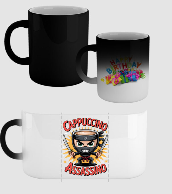 Cappuccino Assasino model negru pe tricou