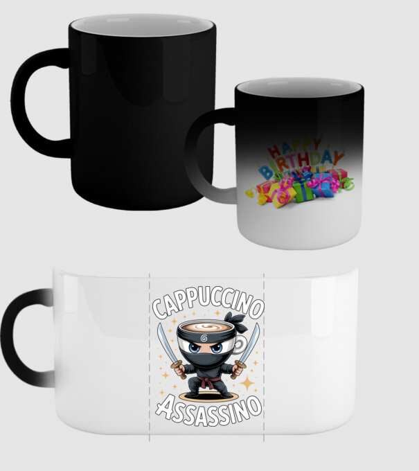 Cappuccino Assassino model negru pe tricou