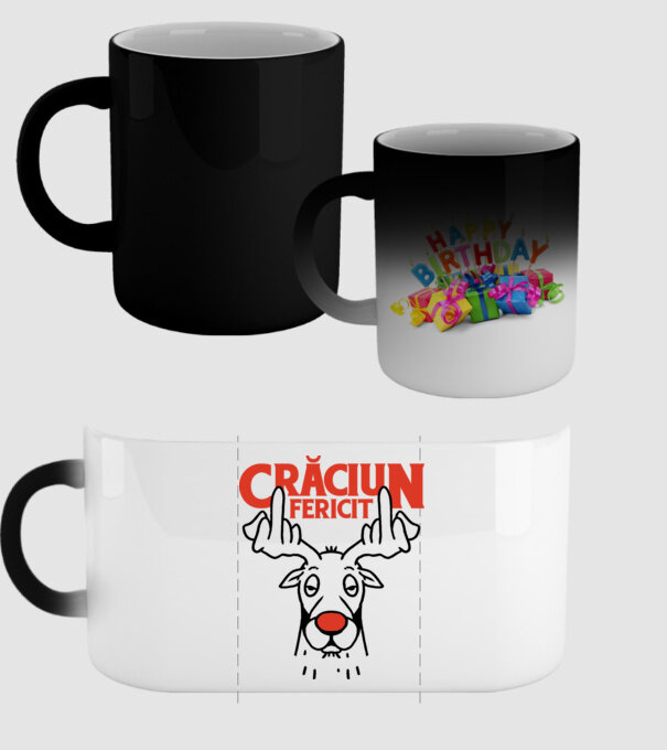 Căprioară de Crăciun antisocială model negru pe tricou