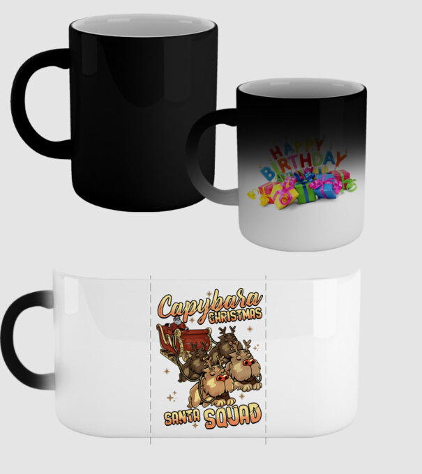 Capybara christmas santa squad model negru pe tricou