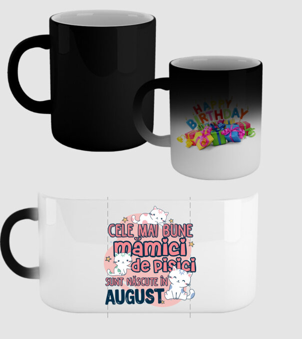 Cele mai bune mămici de pisici August model negru pe tricou