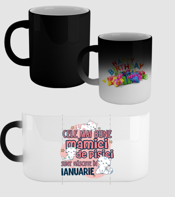 Cele mai bune mămici de pisici ianuarie model negru pe tricou