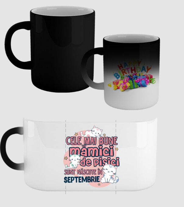 Cele mai bune mămici de pisici Septembrie model negru pe tricou