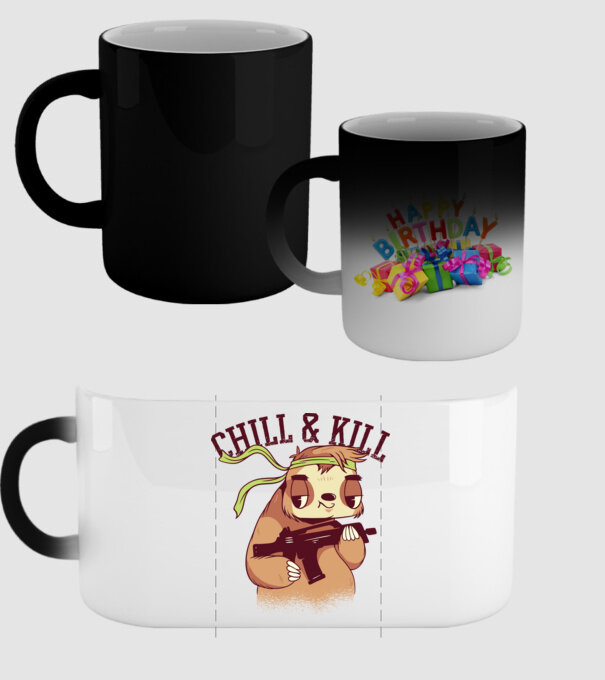 chill and kill model negru pe tricou