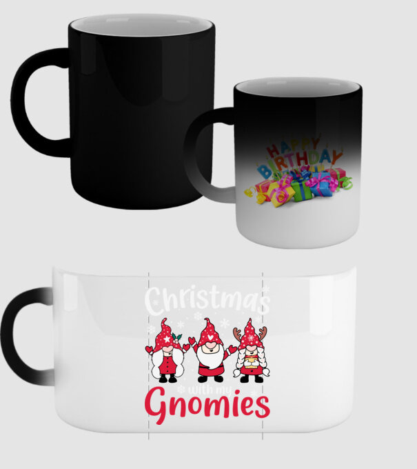 Christmas with my gnomies model negru pe tricou