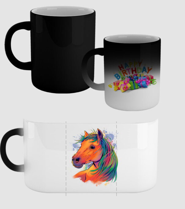 Colorful Horse model negru pe tricou